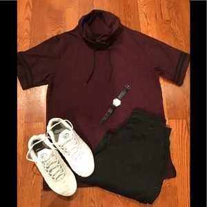Drawstring Neck Short Sleeve Shirt Size XLarge